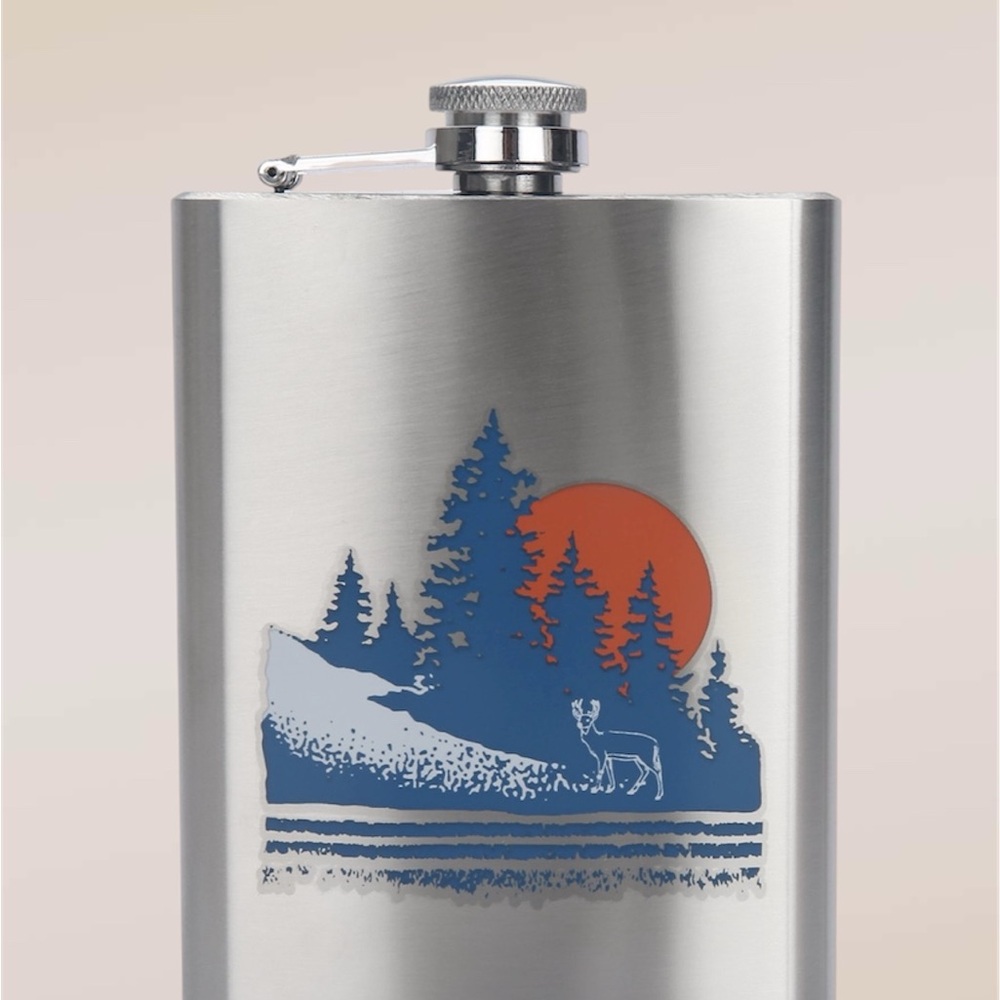Ozark Trail 7.5 Stainless Steel Flask with Funnel Deer Design New In Box - Picture 9 of 9